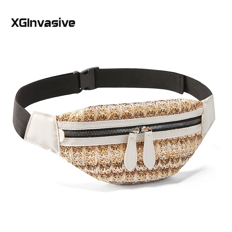 Соломенные мини Поясные Сумки поясная сумка модные летние нагрудные сумки