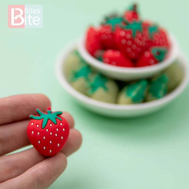 50 шт. Клубничные силиконовые бусины сделай сам цепочка для соски пищевой силикон