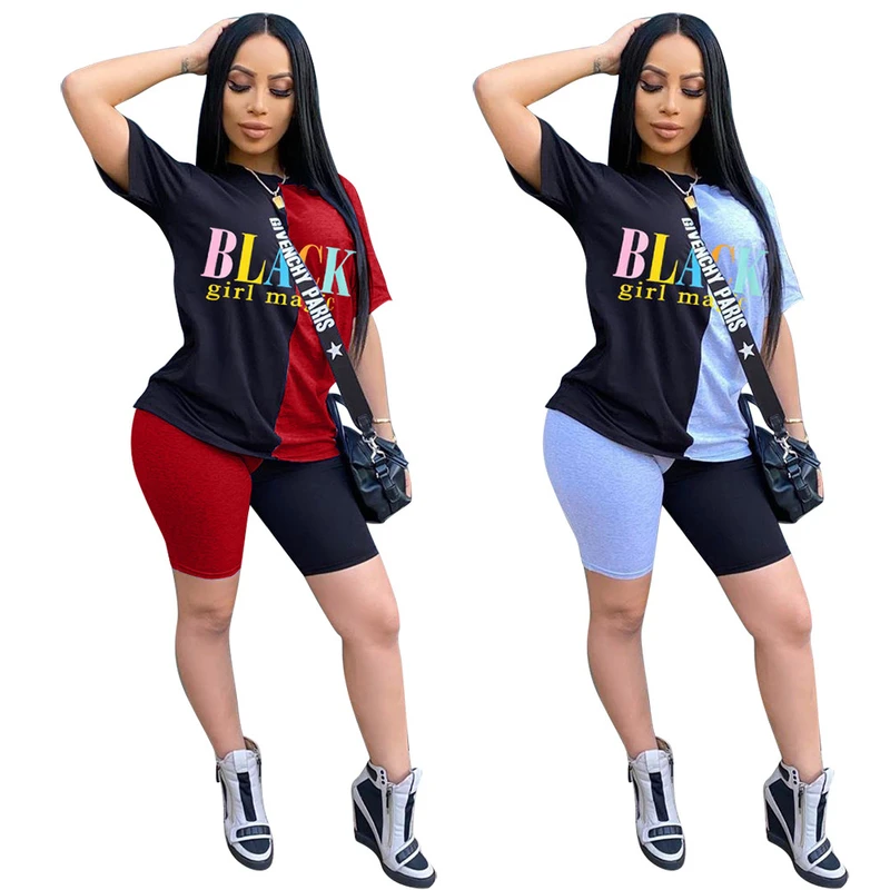 Женский Повседневный комплект из 2 предметов футболки и велосипедных шортов