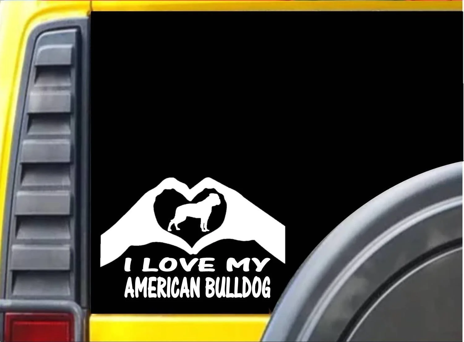 

American Bulldog Hands Heart Sticker k089 8 inch dog decal window Sticker