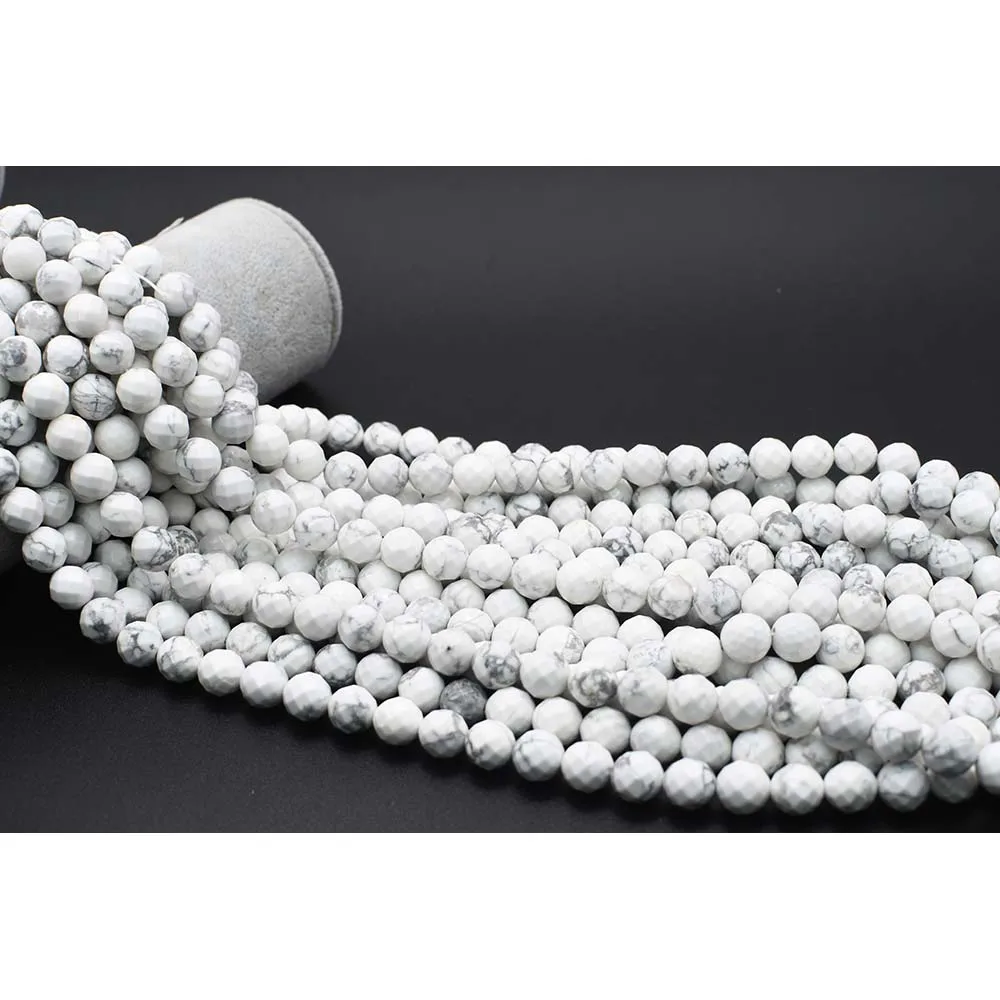 

10mm AA Natural Faceted howlite(white) irregular round Stone Beads For DIY necklace bracelet jewelry making 15 "free delivery