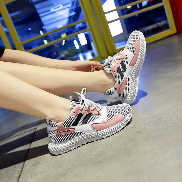 Дышащие кроссовки из сетки женская повседневная обувь 2019 г. осенние легкие