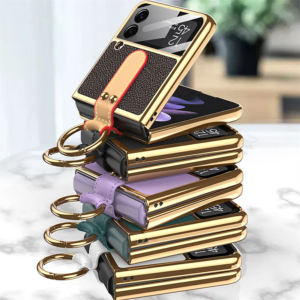 

Protective PC Cover Phone Case with Ring for Samsung Flip 3 Z Flip 3 Smartphone