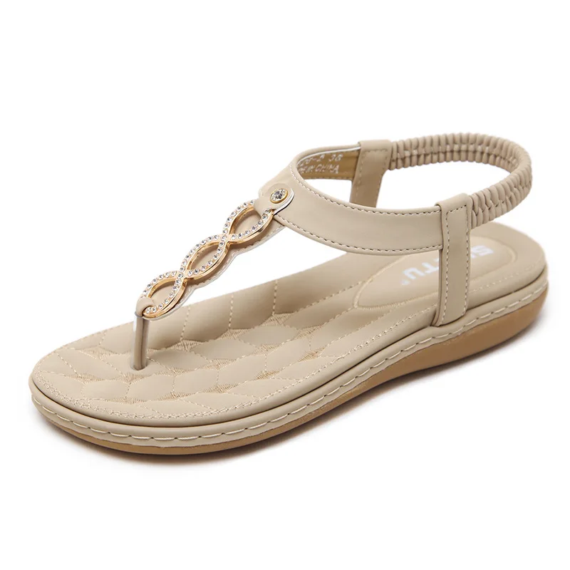 

Bohemian Sandals 2022 Summer Female Shoe Flip Flops Platform Large Size Boho Girls Rhinestone New Flat Corrective Big Fashion Bu