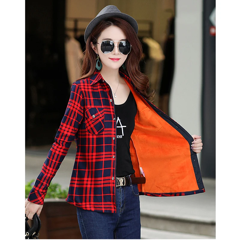 2018 зимняя фланелевая рубашка для женщин большого размера 4XL с длинными рукавами и