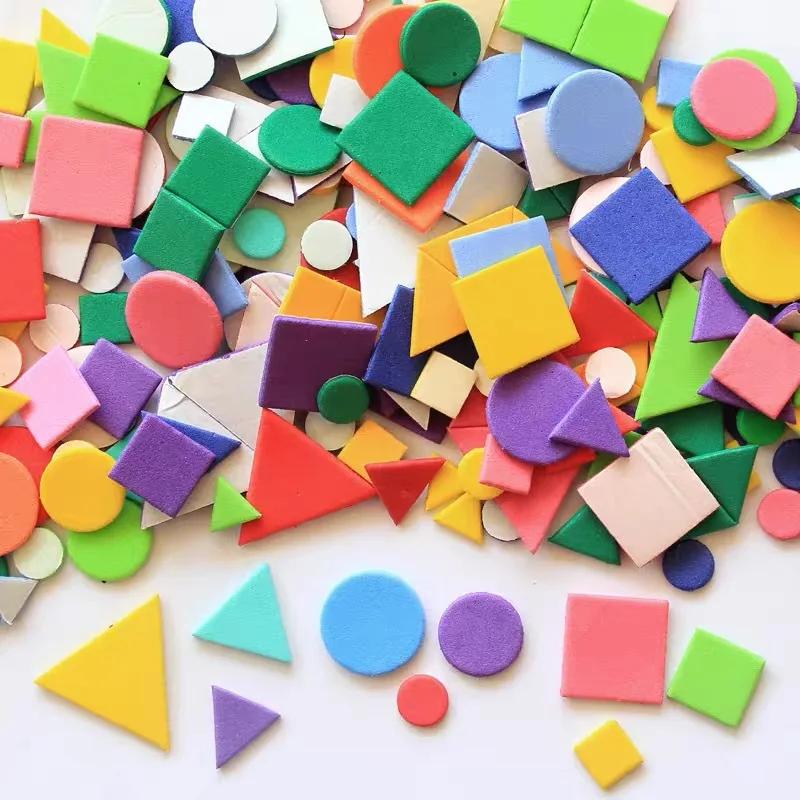 

500pcs Foam Stickers Geometry Puzzle Self-Adhesive EVA Stickers Children Kids Education DIY Montessori Toys For Making Gift
