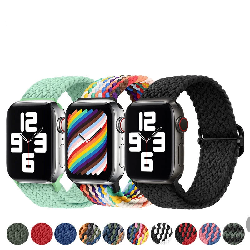 

Adjustable Braided Solo Loop For Apple Watch Series SE 6 5 42mm 38mm Nylon Strap Elastic Bracelet for iWatch 6 4 40mm 44mm band