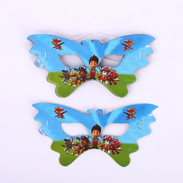 6pcs Masks 10 шт. пластиковые вилки, ножи, ложки, наклейки, тарелка, покрытие для стола, шапки для 10 детей, вечерние украшения дня рождения - Цвет: 6pcs Masks
