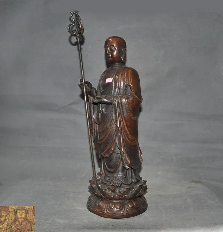 

wedding decoration 17"Tibet Buddhism Bronze Jizo Ksitigarbha bodhisattva Hades Leader buddha statue New Year