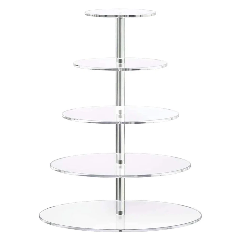 

1pc Transparent 5-layer Cake Stand Round Acrylic Cake Multi-layer Display Stand