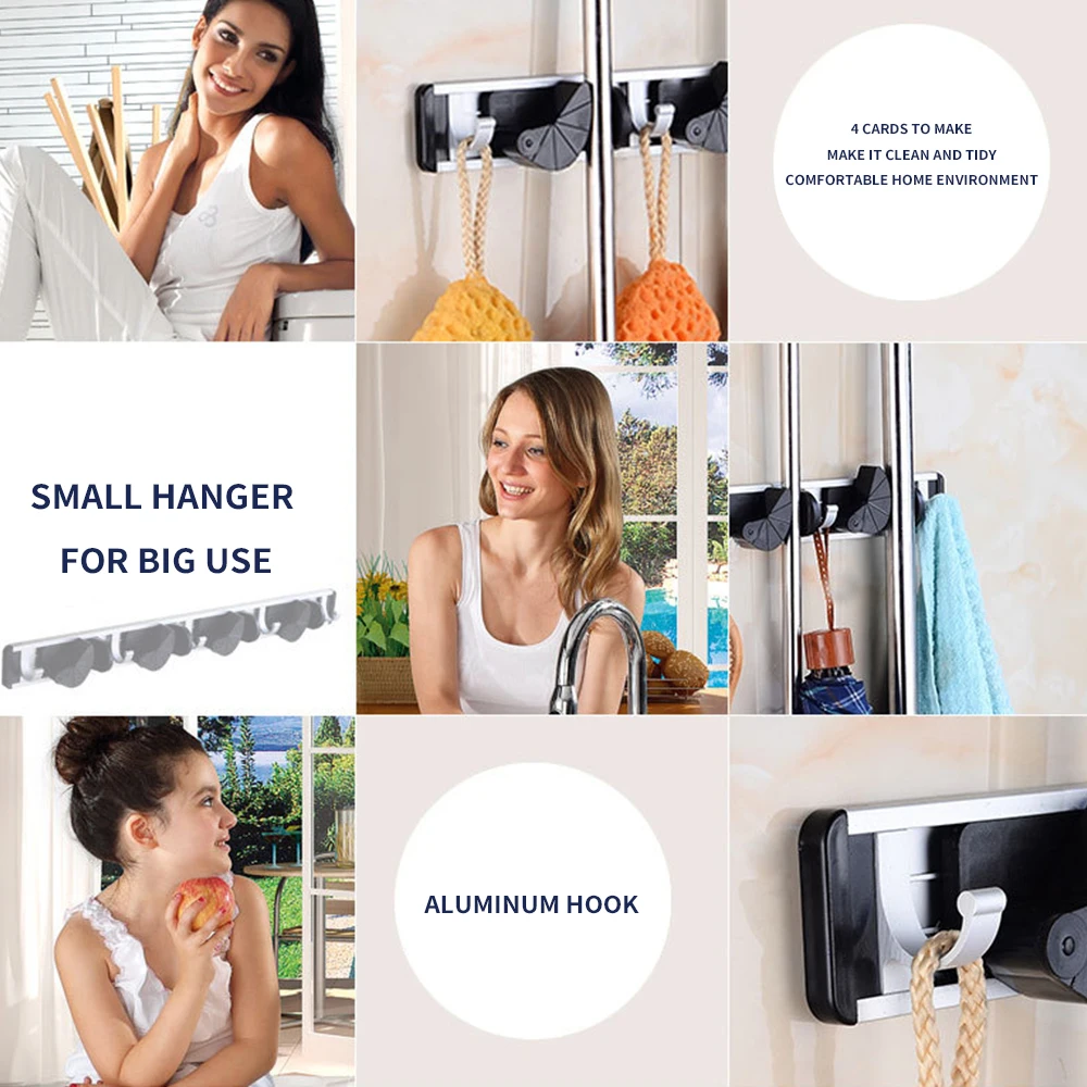 

Heavy Duty Storage Broom Holder Clip Practical Bathroom Mop Organizer Hook Laundry Room Wall Mount Space Saving Stainless Steel