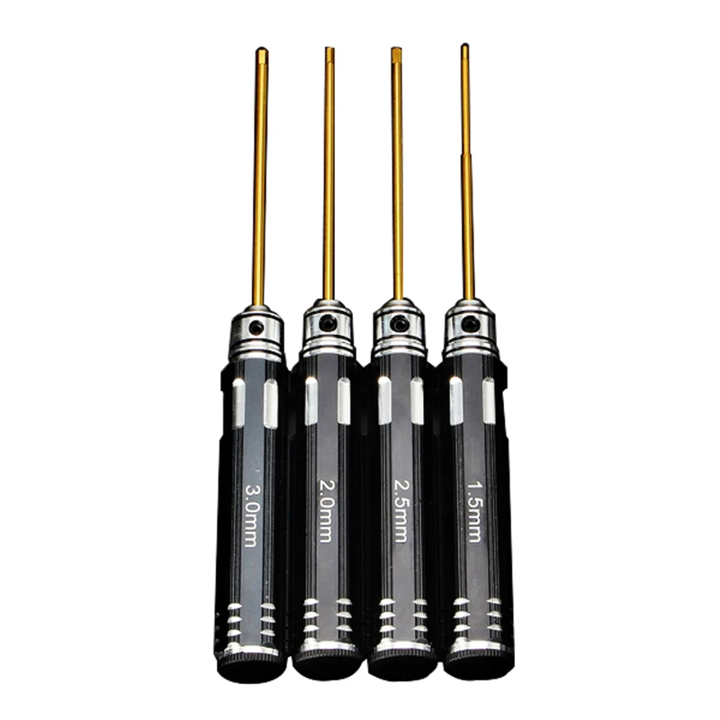 

4pcs 1.5/2.0/2.5/3.0mm Hex Screwdriver Bits Kit Hex Driver Bits Precision HSS Titanium Coated Repair Tool Set