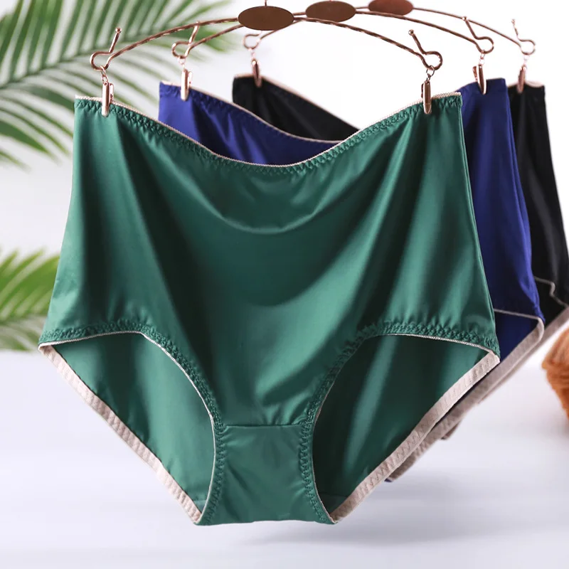 

High waist new style [40-100kg] satin breathable large size women's panties women's Plus Size Size delicate hand-feeling panties