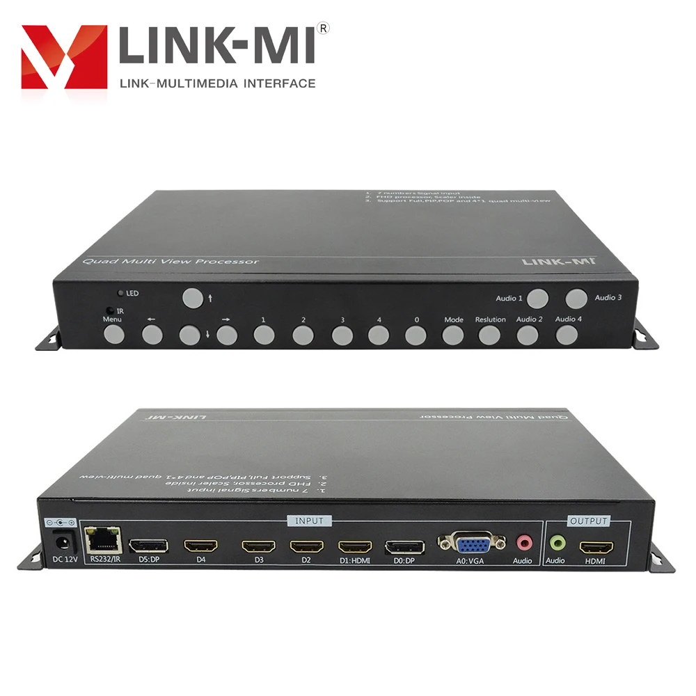 Фото LINK-MI 4x1 Quad HD видео мультиплексор HDMI мультиплексор VGA + DP + HDMI Вход 1080P видео синтезатор 7 в 1 выход HDMI переключатель №4