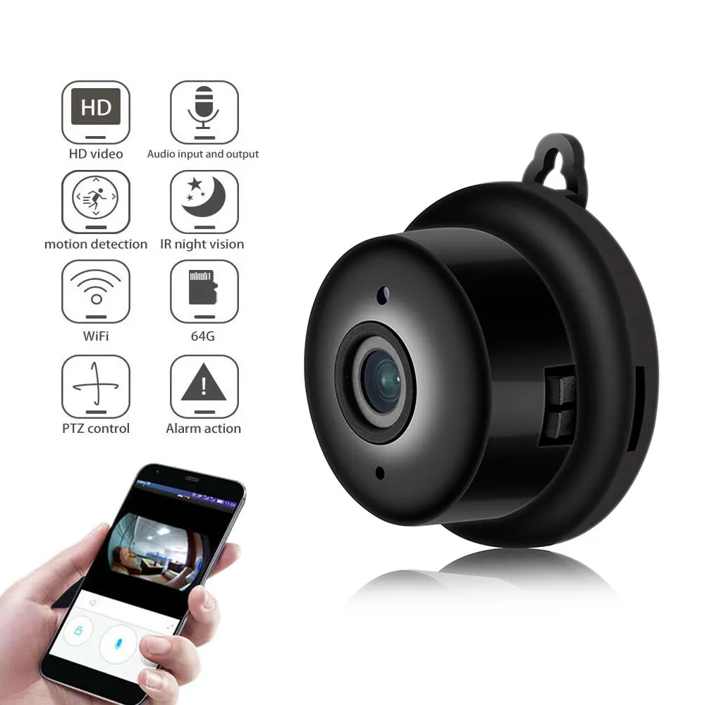

HD Wifi Mini Camera V380 Smart Auto IR-Cut Video Motion Sensor Secret Video cam Night Vision Motion Detection P2P Camera