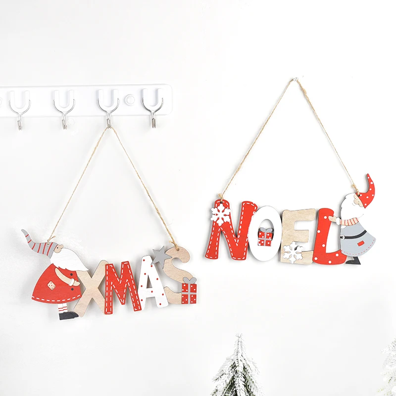 

Creative Wooden Door Hanging Sign Christmas Tree Ornament Noel Xmas Gift Adornos Navidad Pendant New Year Decorations For Home