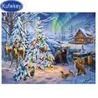 Снег дом Бриллиантовая вышивка Олень Медведь Лось алмазная живопись полный квадратный Круглый Набор для вышивки крестом мозаика животные Рождественский Декор,