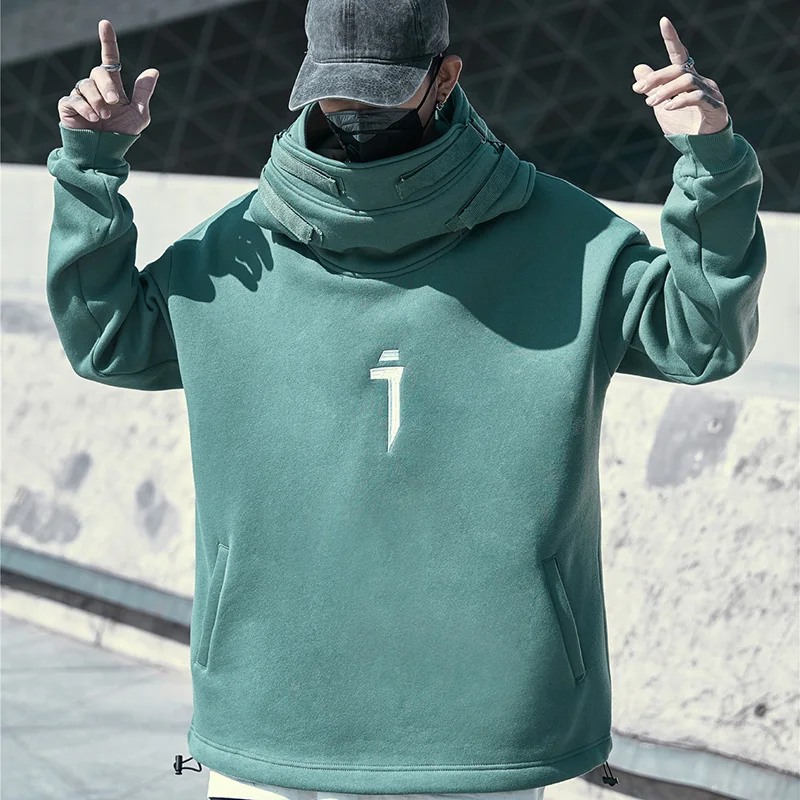 Японская уличная одежда иероглифы Techwear с высоким плотно облегающим шею