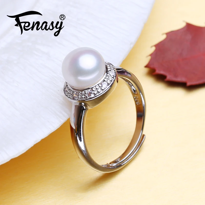 FENASY 925 Серебряные кольца для женщин ювелирные изделия из жемчуга с украшением в