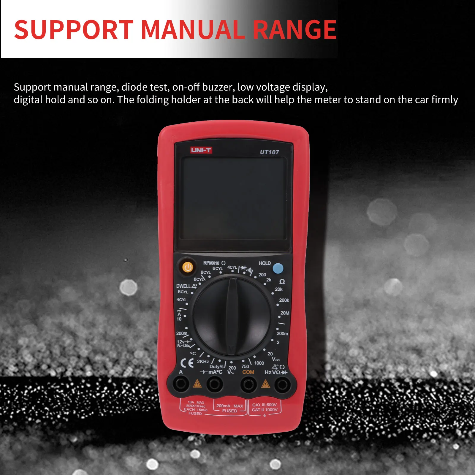 

Universal Car Digital Multimeter Voltage Tester Universal Amp Meter For Dwell Angle Rotate Speed For Car Maintenance AC Counts