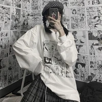 2021 new long sleeved t shirt female student korean version loose japanese cartoon anime autumn top graphic tees women gothic