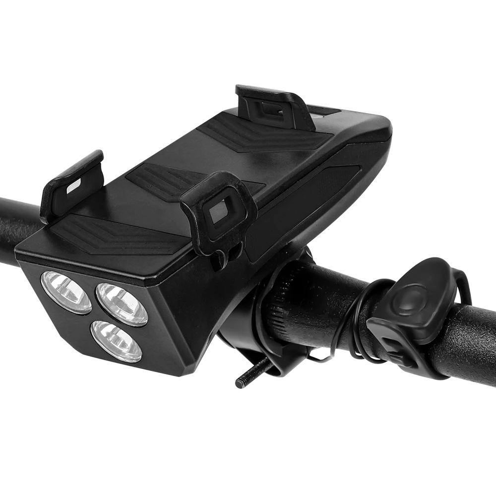 

Multifunction 4 IN 1 Bike Light 400 Lumens Bike Flashlight Bike Horn Phone Holder Power Bank Bicycle Front Light