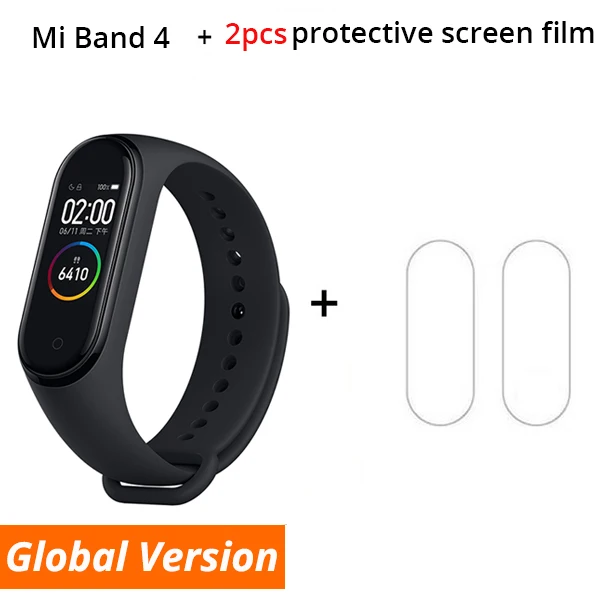 Add 2film Xiaomi Mi смарт-браслет 4, глобальная версия, Смарт-часы AMOLED, 3 цвета, экран, монитор сердечного ритма, Bluetooth 5,0, смарт-браслет - Цвет: Add 2film