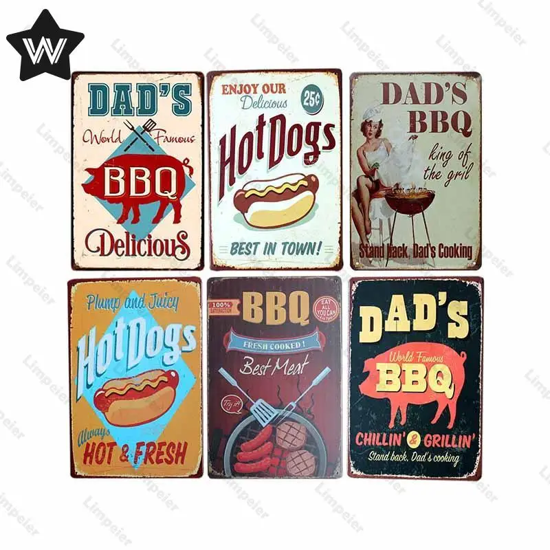 Металлический знак для барбекю Жестяная Табличка настенная наклейка
