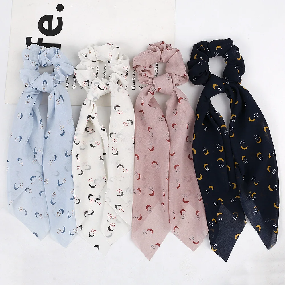 Резинки для волос с цветочным принтом женские эластичные резинки длинным шарфом