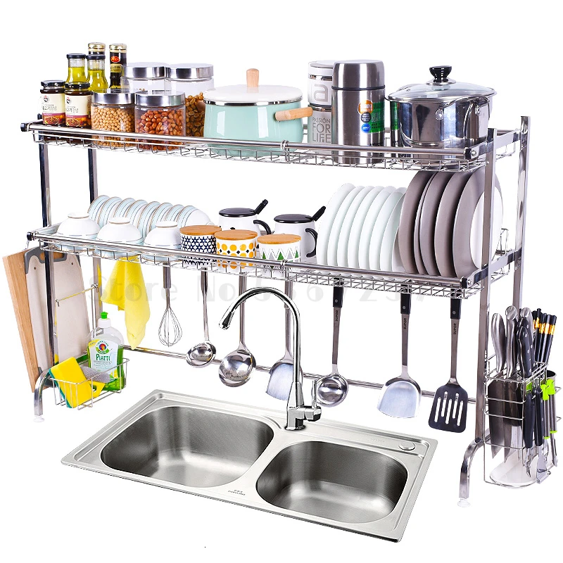 Shihan stainless steel single double sink on the drain rack household kitchen sink put the bowl chopsticks to collect the shelf