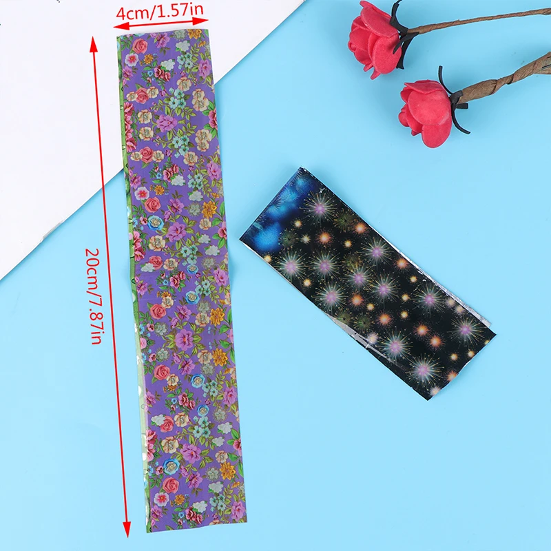 

16pcs Summer Nail Art Transfer Sticker Decals Adhesive Foils Holographic Starry Flower Nail Foils Paper Manicure