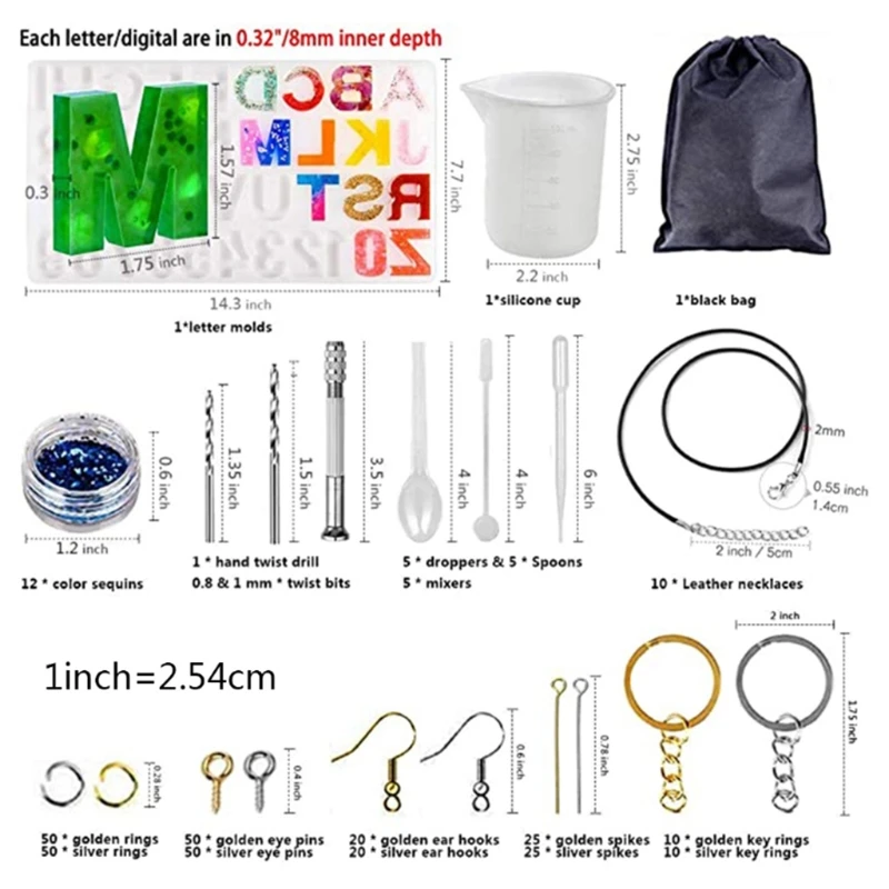 

1 Set Crystal Epoxy Resin Mold Alphabet Letter Number Key Pendant Casting Silicone Mould DIY Craft Jewelry Keychain Tool