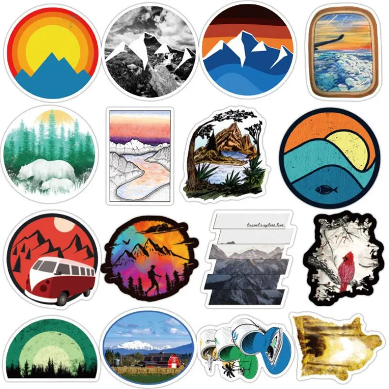 

10/30/50PCS Outdoor Travel Scene Cartoon Graffiti Laptop Refrigerator Water Cup Guitar Waterproof Decorative Stickers Wholesale