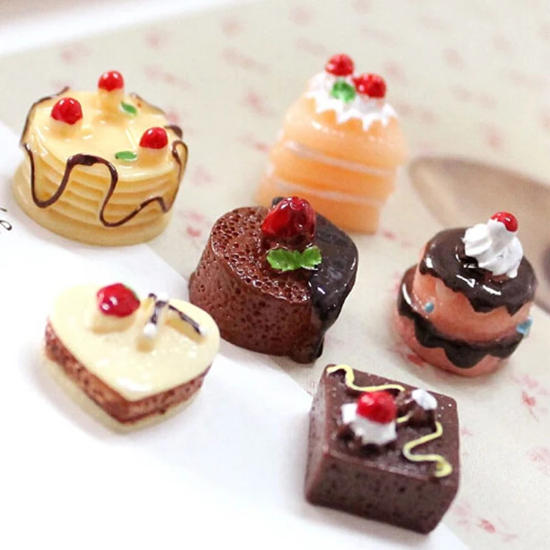 

5Pcs Simulation Chocolate Cakes Miniature Decorate Your Cute Dollhouse Add Some Lively Aure Food Figurine Dollhouse Accessories