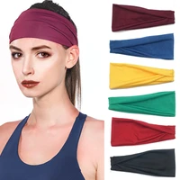 new sports headband yoga sweat absorbent belt men and women running fitness headband stretch cotton turban pure color headband