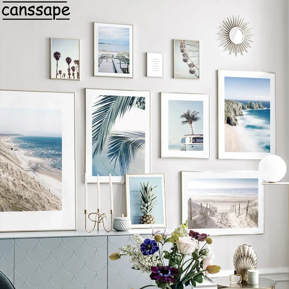 

Scandinavia Prints Ferris Wheel Wall Painting Sea Canvas Poster Palm Tree Print Pineapple Posters Landscape Aesthetic Room Decor