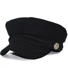 Женская хлопковая кепка в стиле милитари, Повседневная стильная шапка в стиле ретро с металлическим орнаментом, шерстяные береты для девушек, французская шапка на осень и зиму