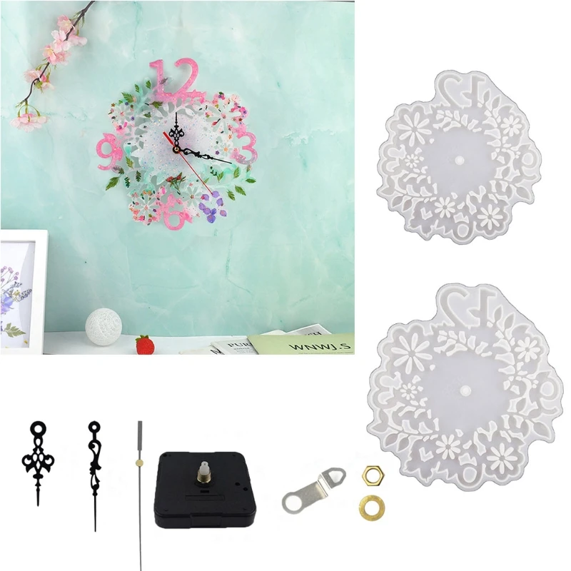 

Цветок Часы настенные украшения с украшением в виде кристаллов эпоксидная смола, форма висячие украшения Литье силиконовая форма «сделай с...