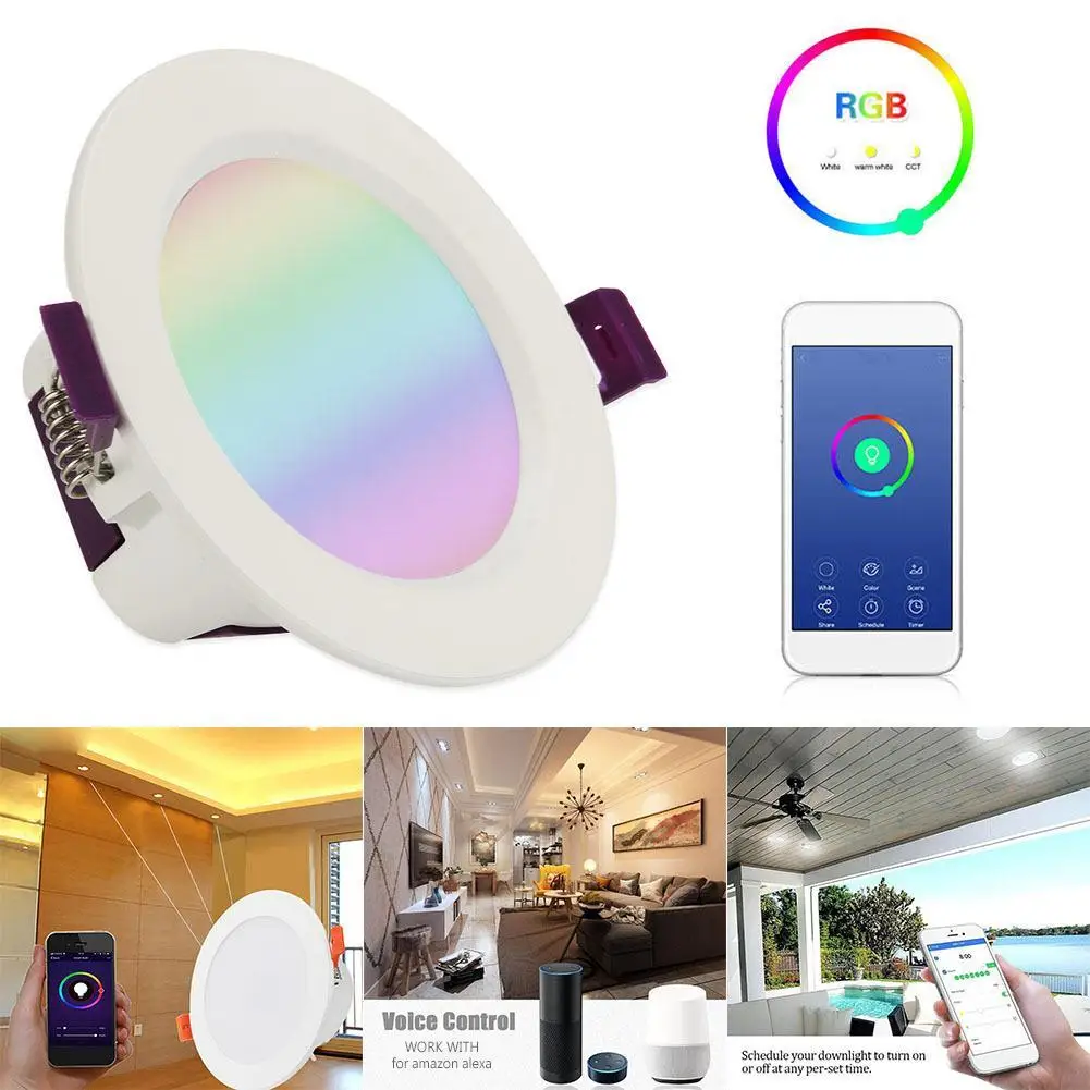 

Led Smart Downlight Smart WiFi RGB LED Dimmable Ceiling Panel Lamp Phone Remote Control Down Light