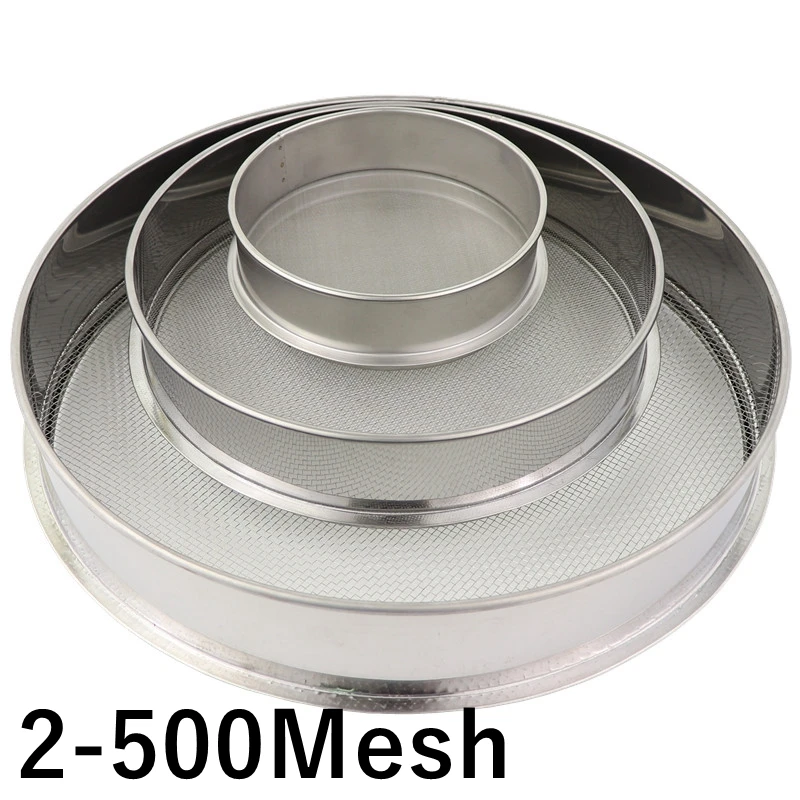 

2-500M Round 304 Stainless Steel Lab Sieve Aperture Standard Sifters Shakers Kitchen Flour Powder Filter Screen Soil Strainer