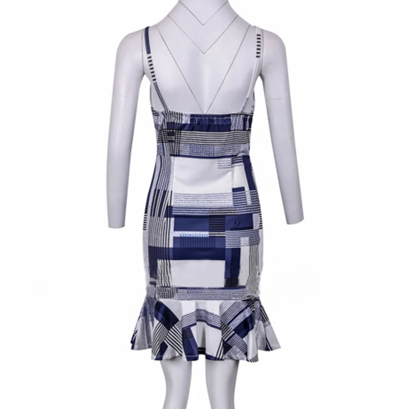 

2021 Vintage Women Casual Dress Sexy Spaghetti Strap Plaid Print Ruffles Midi Dress