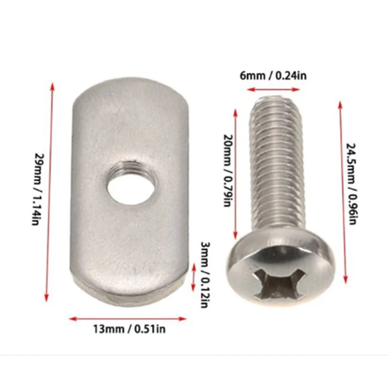 

Kayak Canoe Boat Screws Track Nuts Stainless Steel Rail Track Hardware Gear Assembly Replacement Kit Kayak Accessories