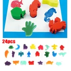 24 шт.компл. детские игрушки для рисования, губки в форме животных для творчества, краски JS22