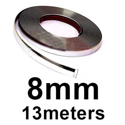 8mm 13 м серебристый автомобиль хром DIY формовочная Декоративная полоса для решетки окна бампера двери края царапин защитная крышка - Цвет: 8mm
