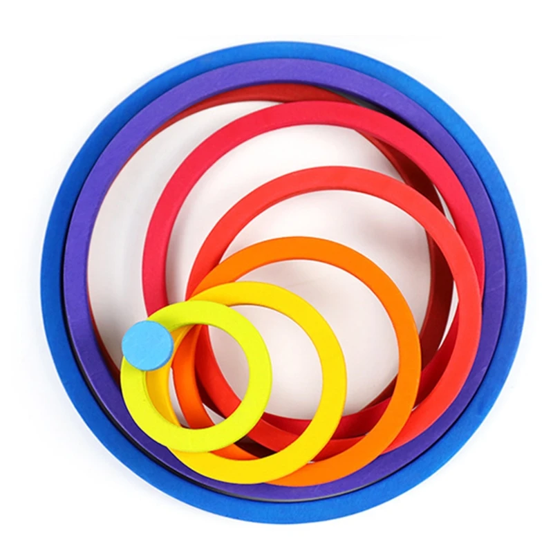 

10pcs/set Children Rainbow Color Heart-shaped Building Blocks Ring Blocks Toy