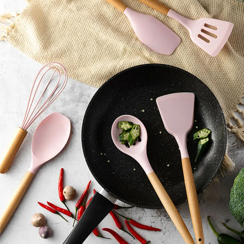 

Silicone Kitchenware Cooking Utensils Set Heat Resistant Kitchen Non-Stick Cooking Utensils Baking Tools With Storage Box Tools
