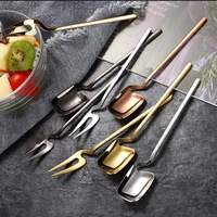 stainless coffee stirring small spoon hanging cup spoon dessert fruit fork coffe spoon cute stainless steel forks mini spoon