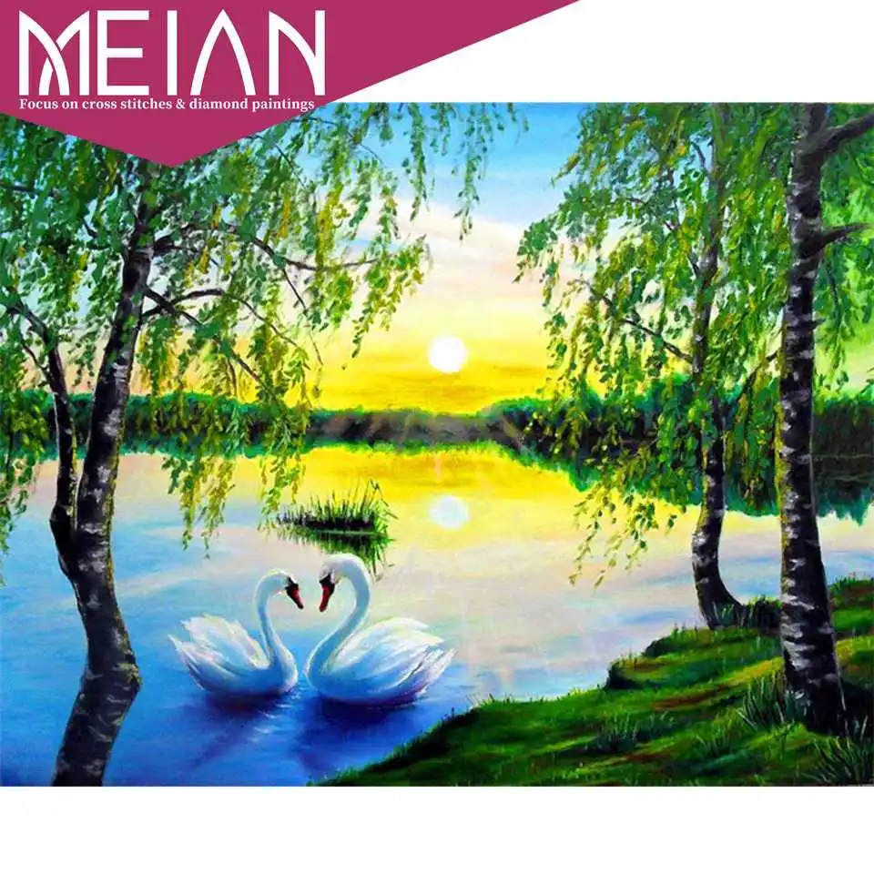 2020 MEIAN Swan бриллиант Стразы Алмазная вышивка Лебедь полный комплект Настенный