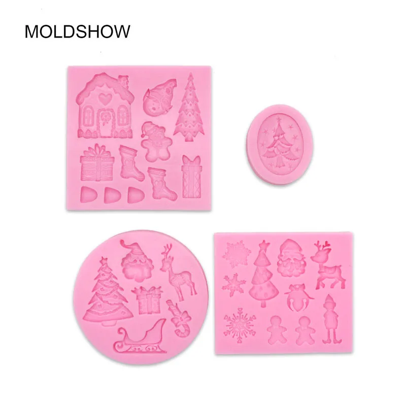 Набор из 4 силиконовых форм для рождественской