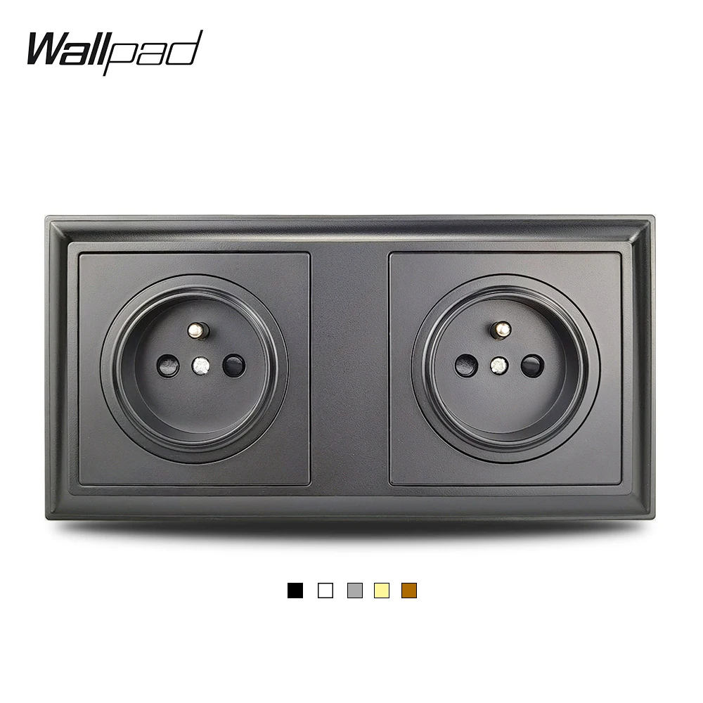 2 Way French Poland Power Wall Socket Black White Grey Gold Brown  L6-P70 Plastic Palace Style Double EU Belgium Socket